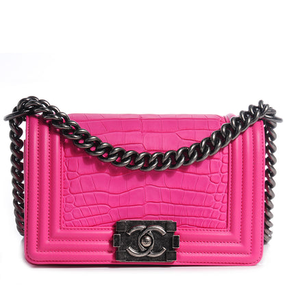 Chanel Matte Alligator Small Boy Flap Dark Pink 1 of 9
