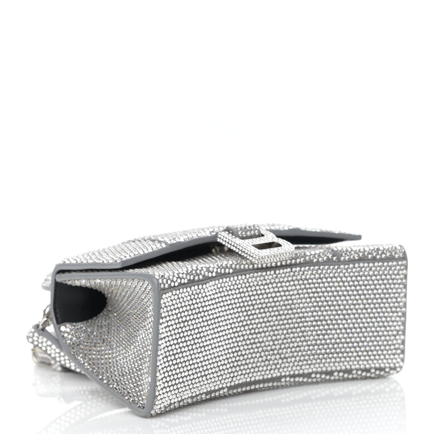 Strass Suede Hourglass Top Handle Bag XS Smoke Grey Crystal
