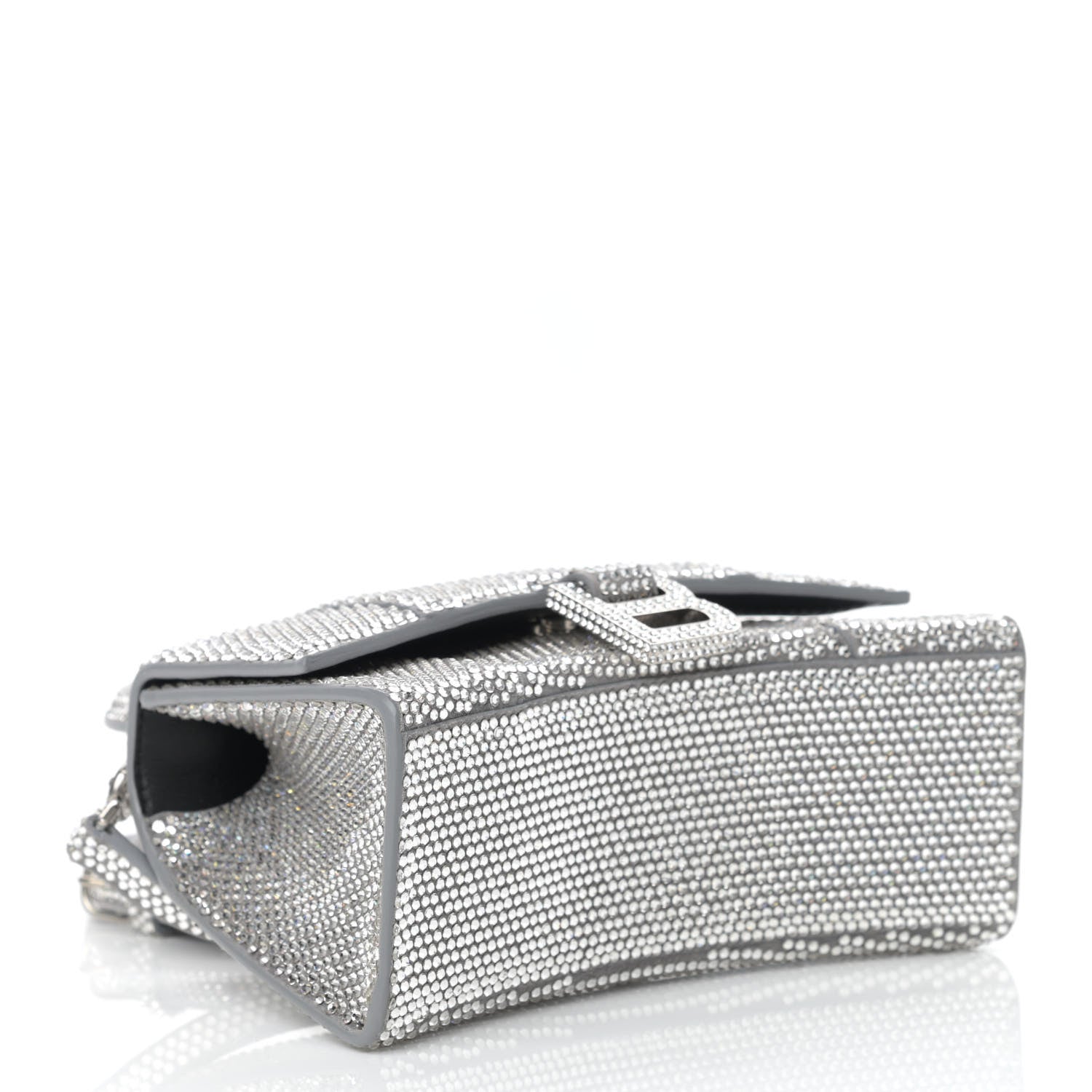 Balenciaga Strass Suede Hourglass Top Handle Bag XS Smoke Grey Crystal 4 of 14