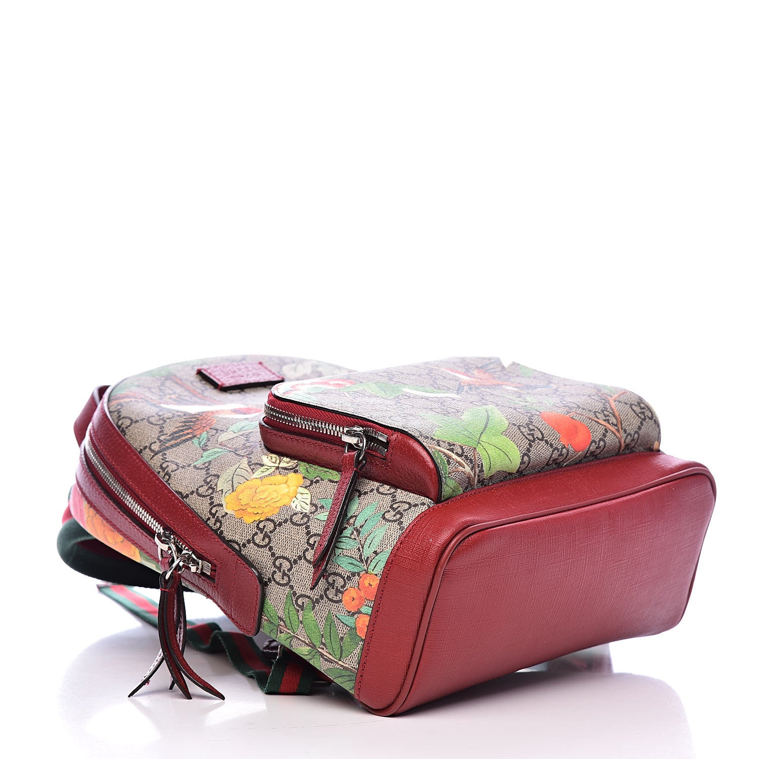 Gucci GG Supreme Monogram Tian Web Small Day Backpack Beige Multicolor Red 4 of 13