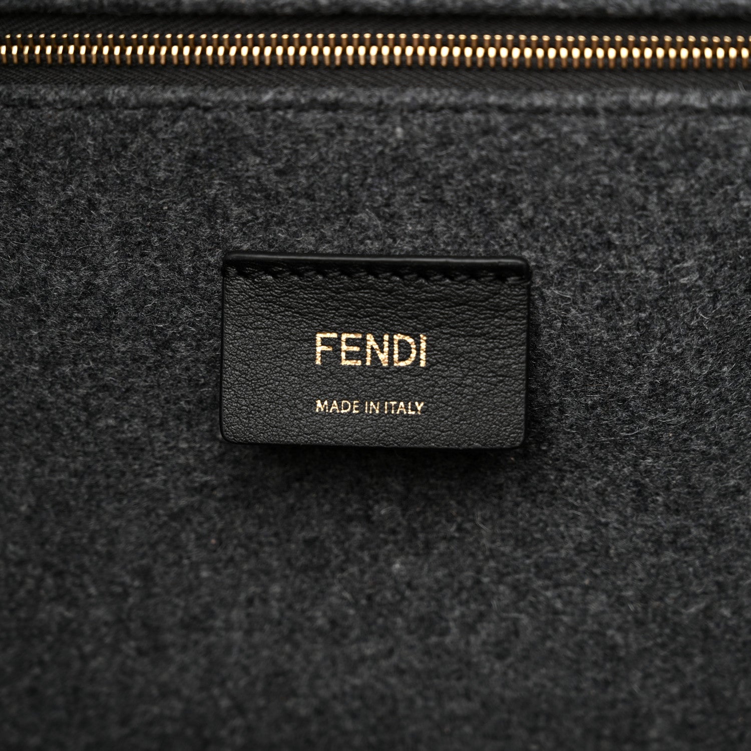Fendi Melange Flannel Plexiglass Satin Logo Embroidered Threaded Edge Large Fendi Sunshine Shopper Tote Grigio Black 6 of 11