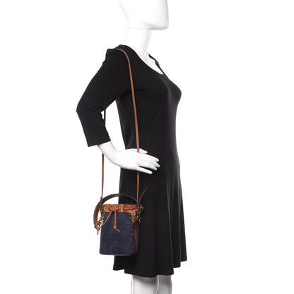 Fendi Denim Vitello King F is Fendi FF Embroidered Mini Mon Tresor Bucket Bag Blue Cuoio 2 of 11
