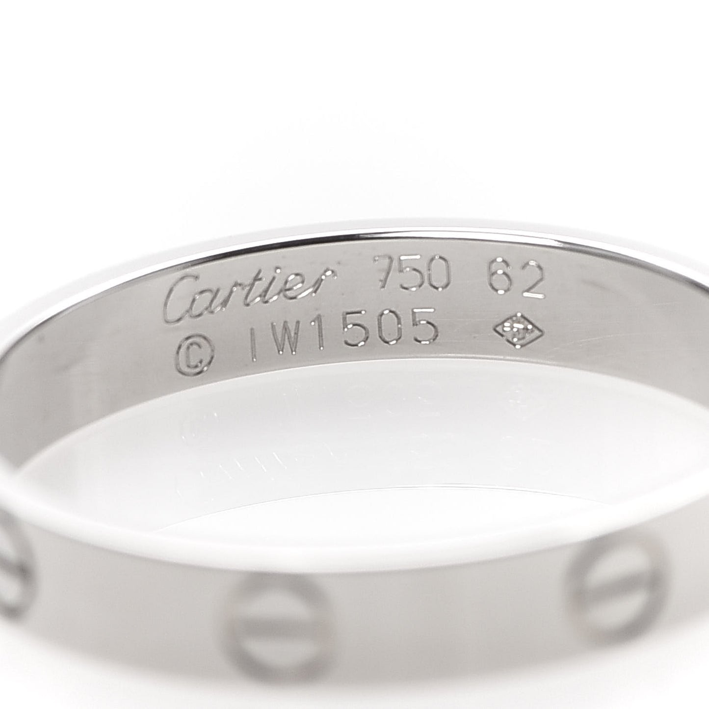 18K White Gold 3.5mm LOVE Wedding Band Ring 62 10