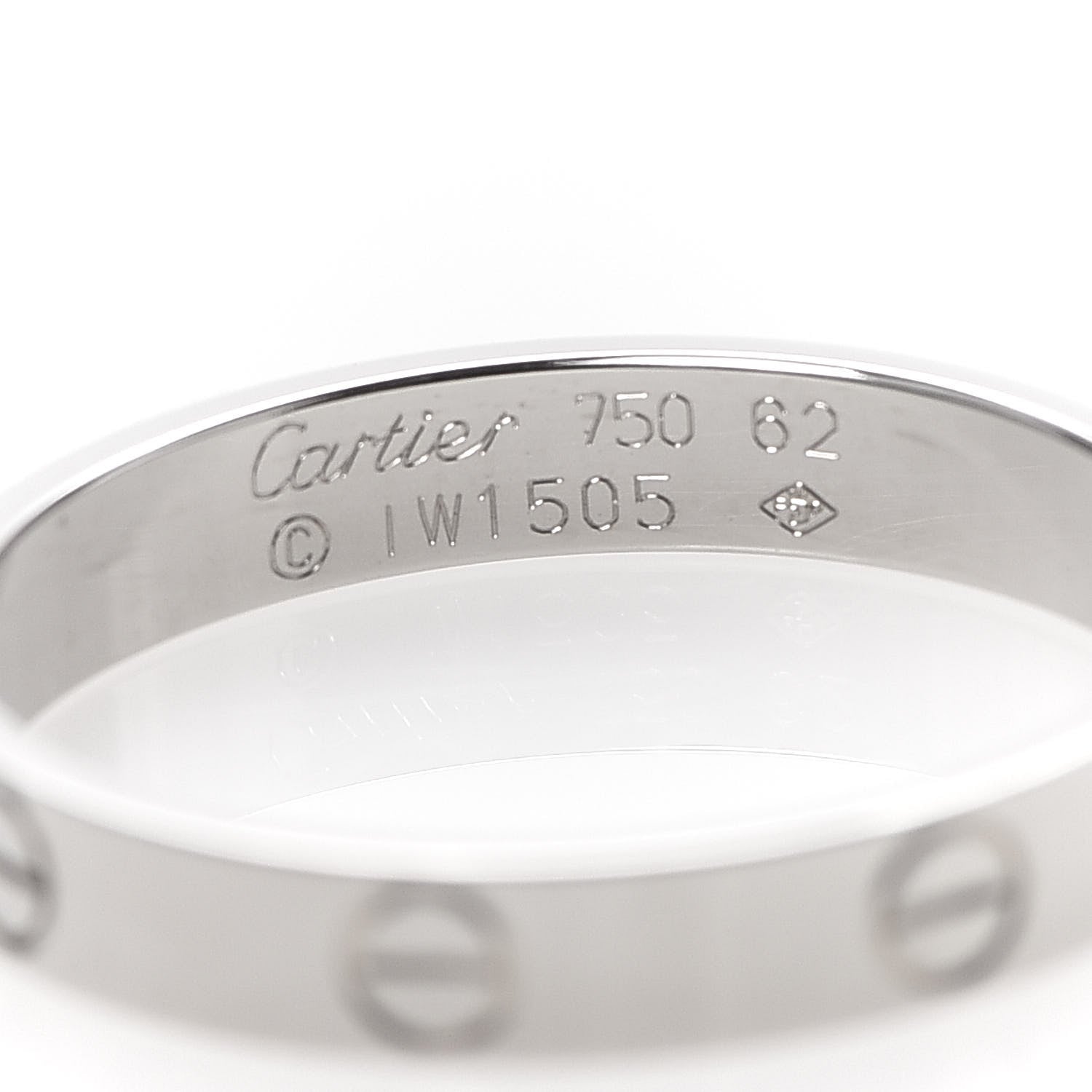 Cartier 18K White Gold 3.5mm LOVE Wedding Band Ring 62 10 4 of 4