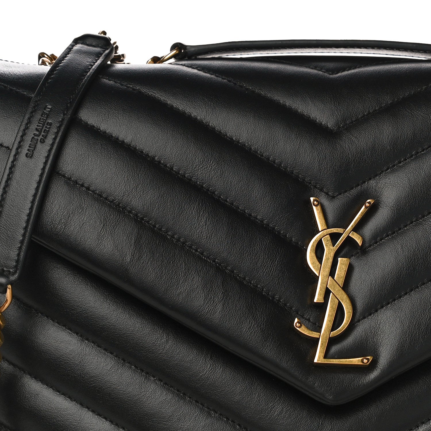 Saint Laurent Calfskin Y Quilted Monogram Medium Loulou Chain Satchel Black 9 of 11