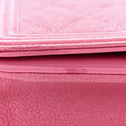 Chanel Caviar Quilted Boy Wallet On Chain WOC Pink 12 of 14