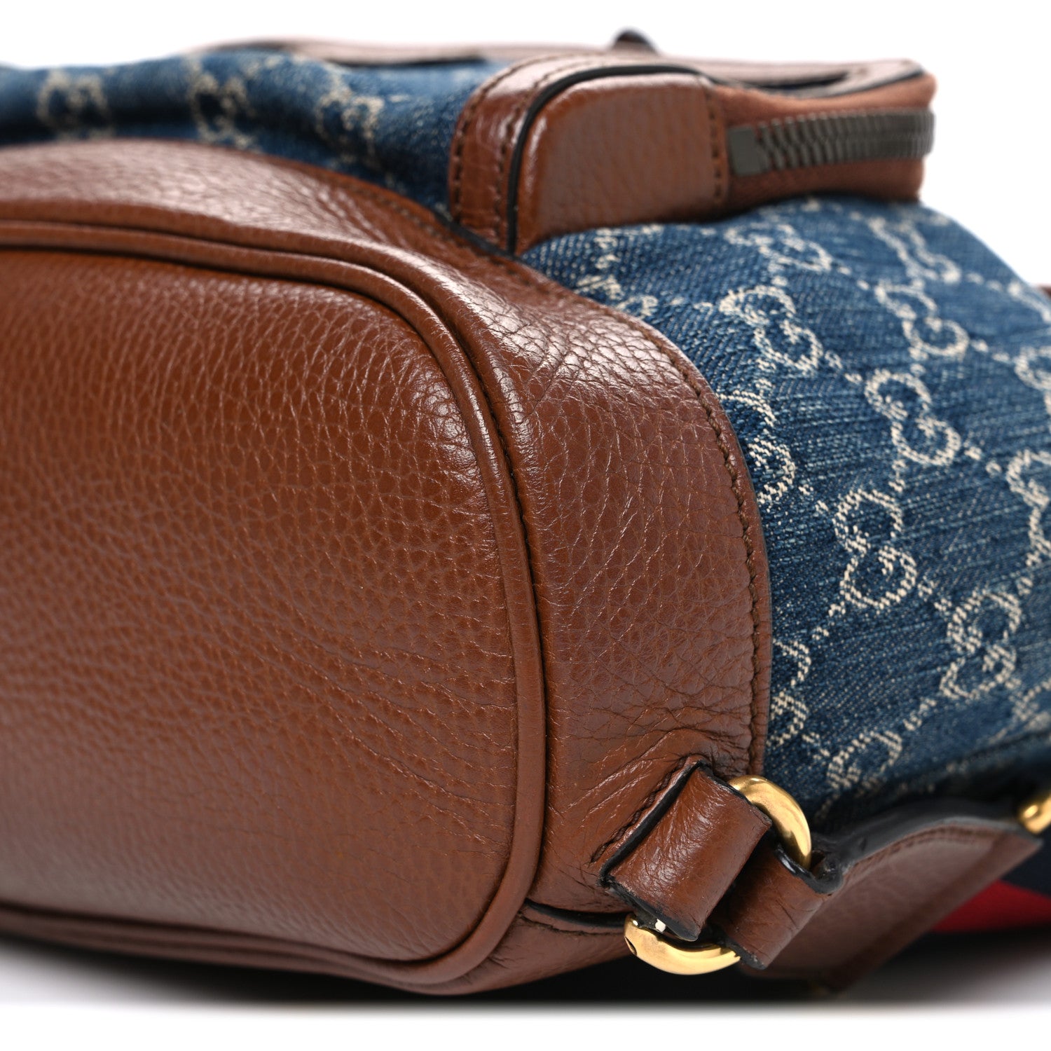 Gucci New Denim GG Monogram Retro Interlocking G Buckle Backpack