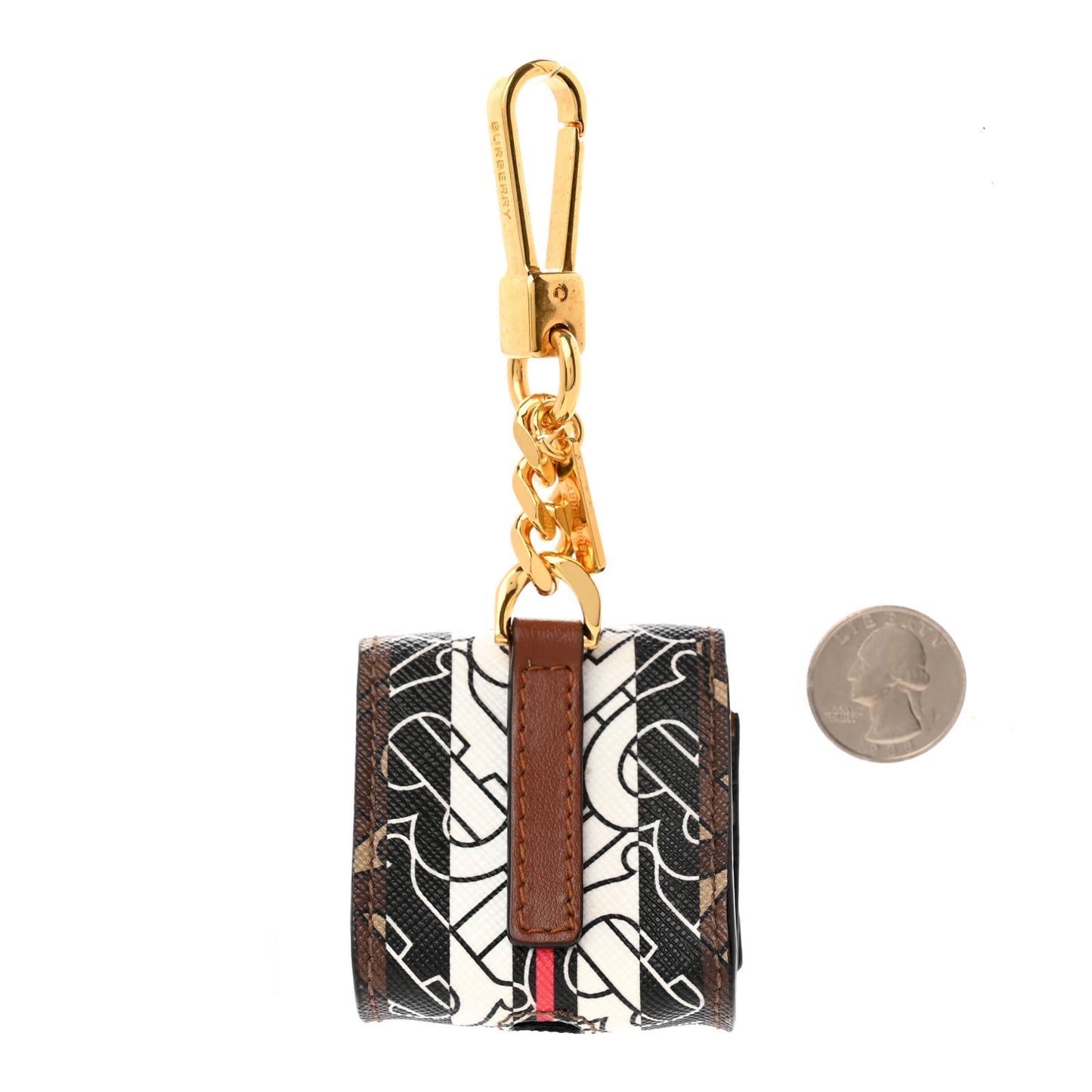 E-Canvas Calfskin Monogram Stripe TB AirPods Pro Case Brown