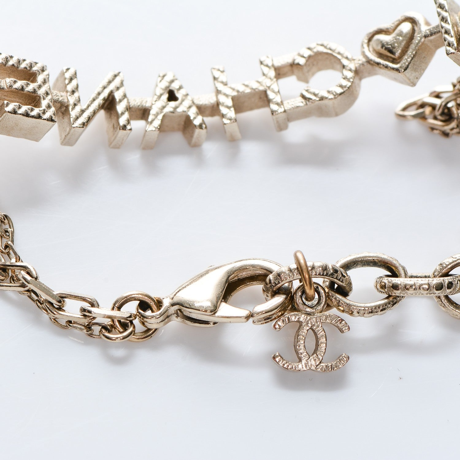 Chanel Quilted I Heart Logo Bracelet Gold 4 of 4