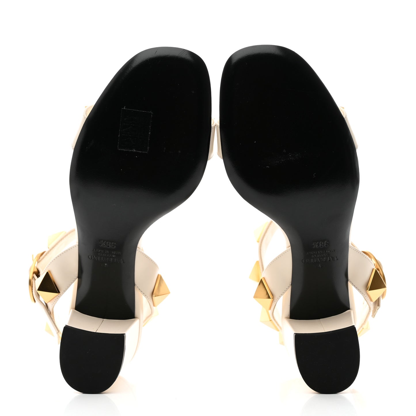 Calfskin Roman Stud 60mm Sandals 38.5 Light Ivory