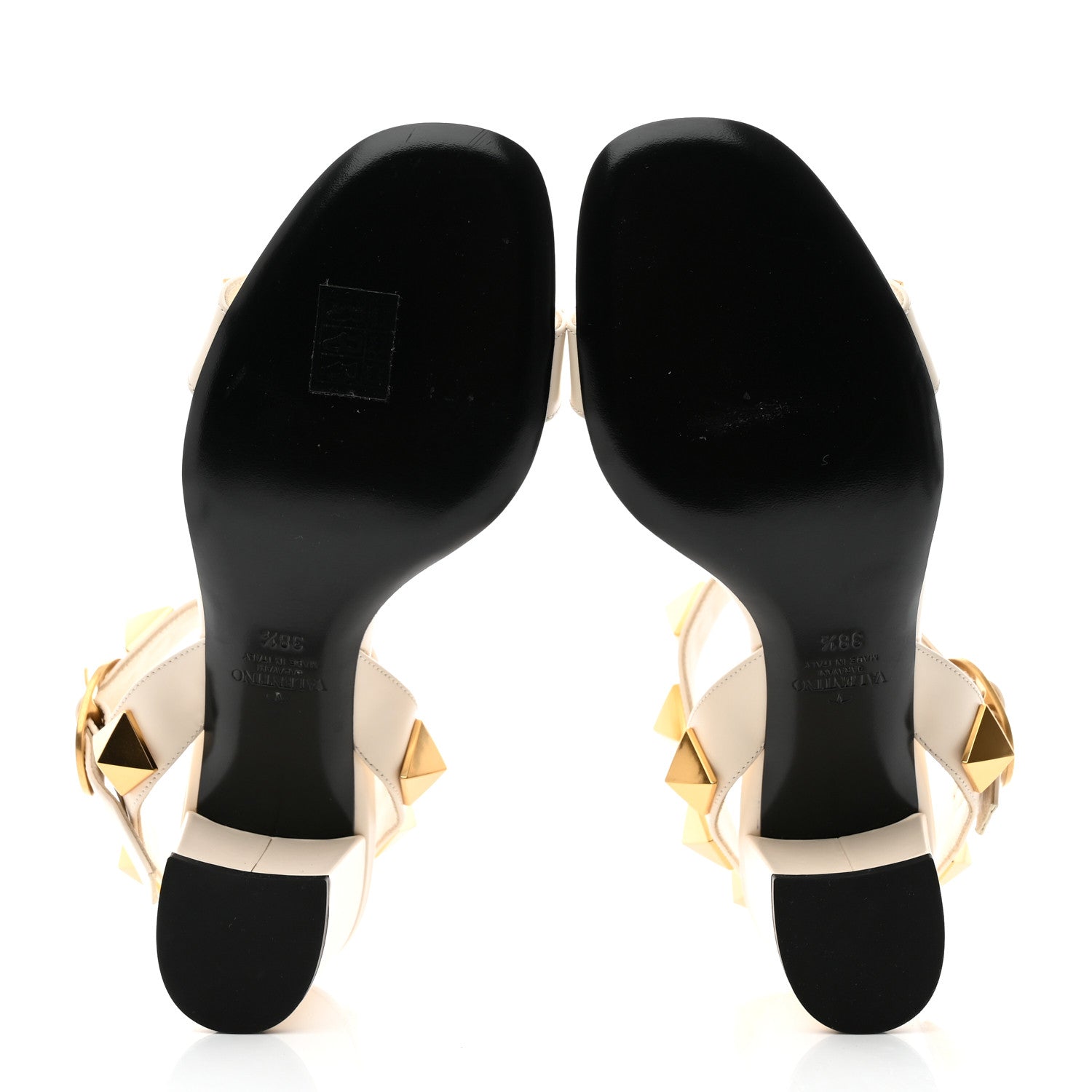Valentino Garavani Calfskin Roman Stud 60mm Sandals 38.5 Light Ivory 5 of 9