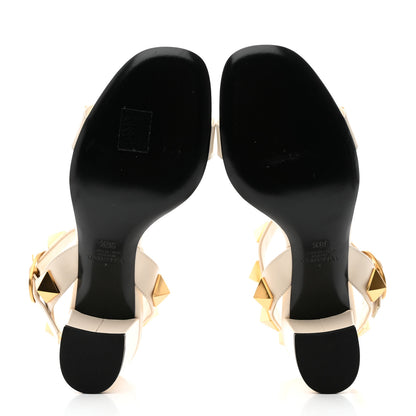 Valentino Garavani Calfskin Roman Stud 60mm Sandals 38.5 Light Ivory 5 of 9