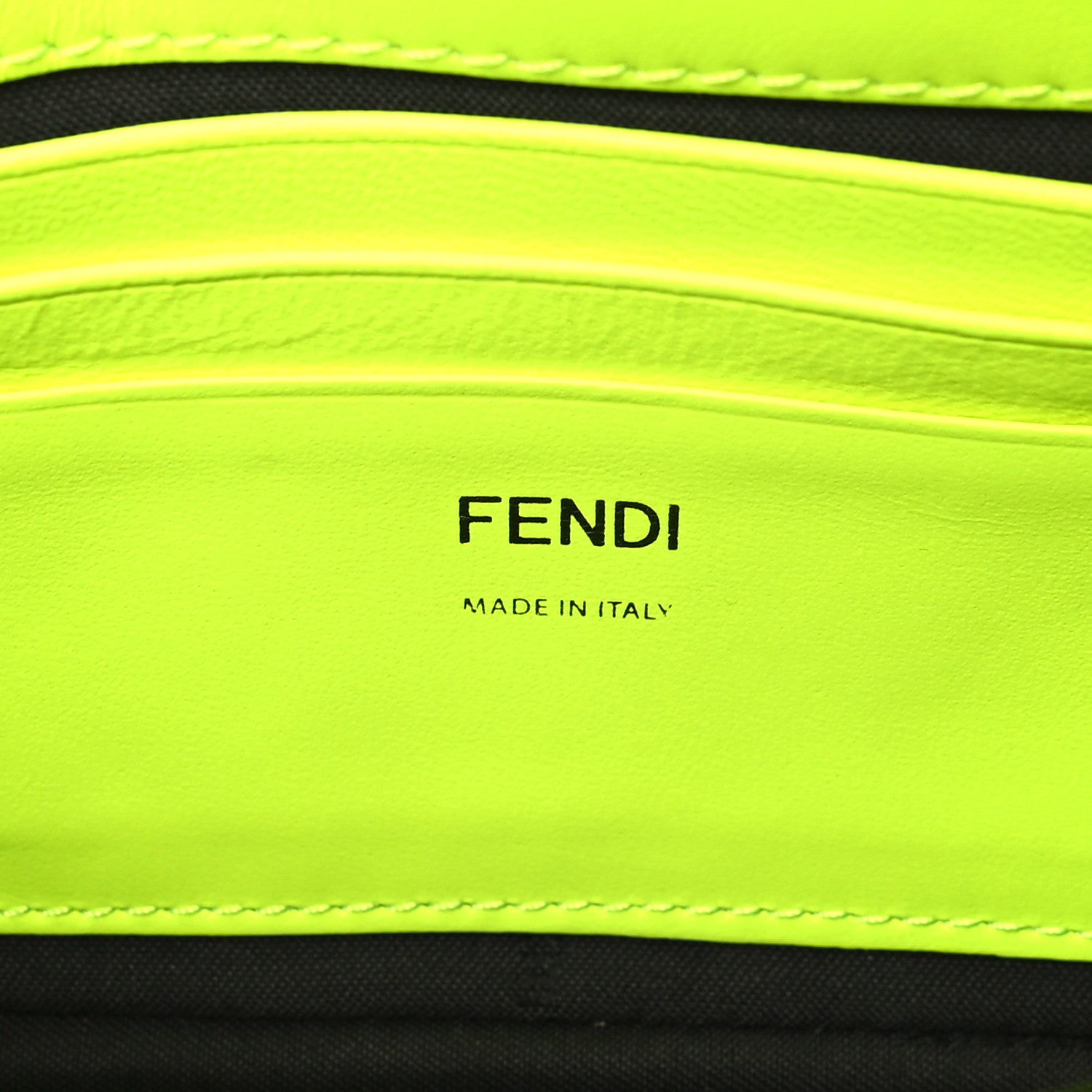 Fendi Nappa FF 1974 Embossed Mini Baguette Neon Yellow 6 of 10