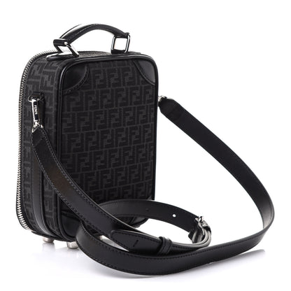 Fendi Recycled Fabric Jacquard Vitello Astro Micro FF Mini Trolley Bag Asfalto Black 4 of 11
