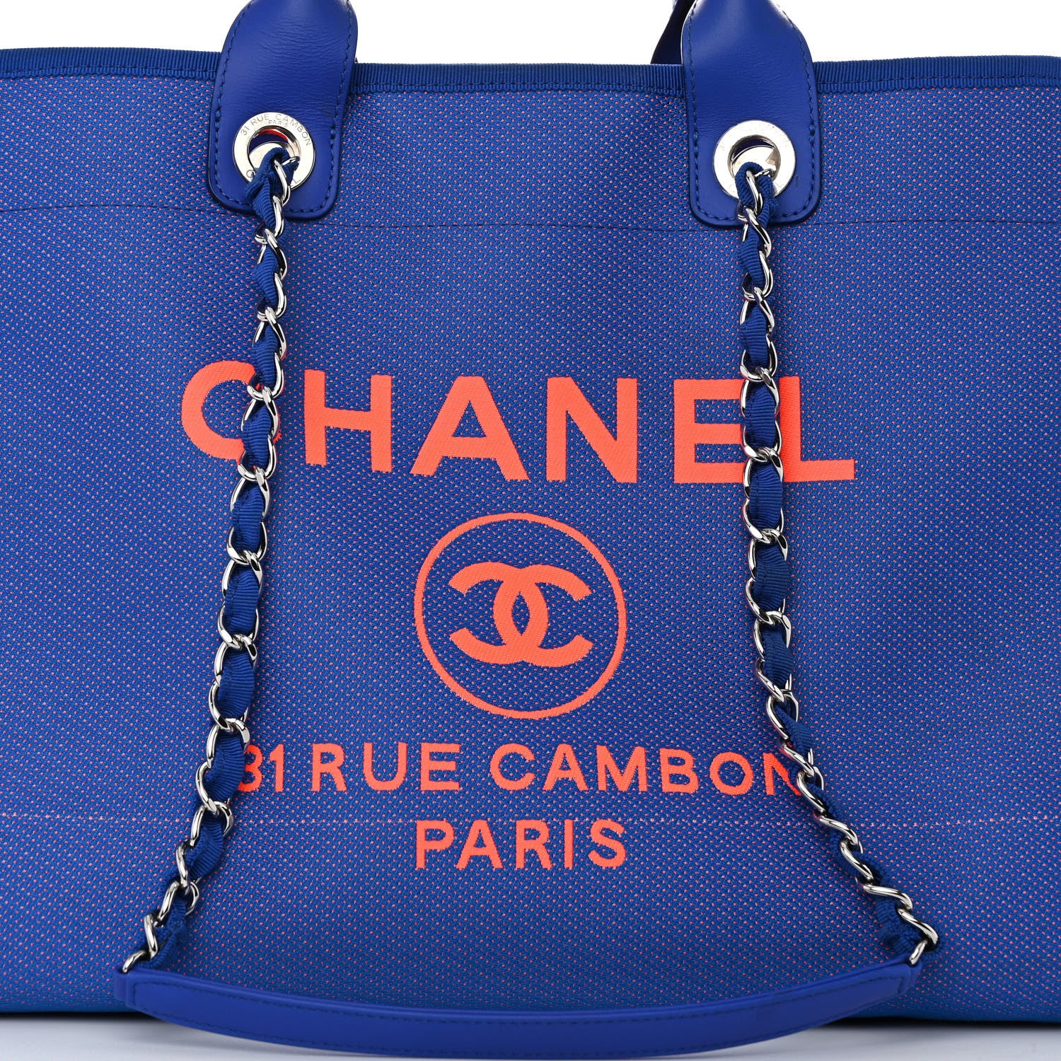 Chanel Mixed Fibers Medium Deauville Tote Blue Orange 9 of 14