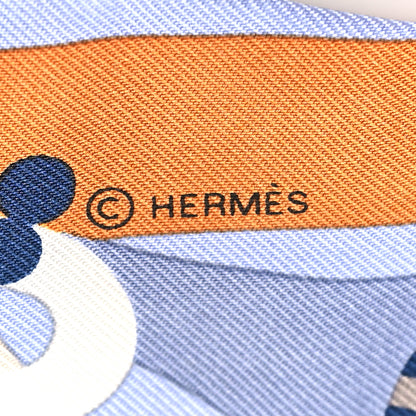 Hermes Silk Parade En Fanfare Twilly Brun Bleu Jean Vert 4 of 4