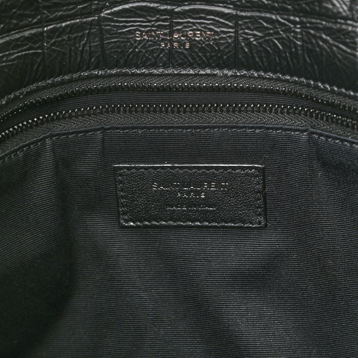 Saint Laurent Crocodile Embossed Lambskin Monogram Medium Niki Chain Satchel Black 7 of 9