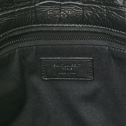 Saint Laurent Crocodile Embossed Lambskin Monogram Medium Niki Chain Satchel Black 7 of 9