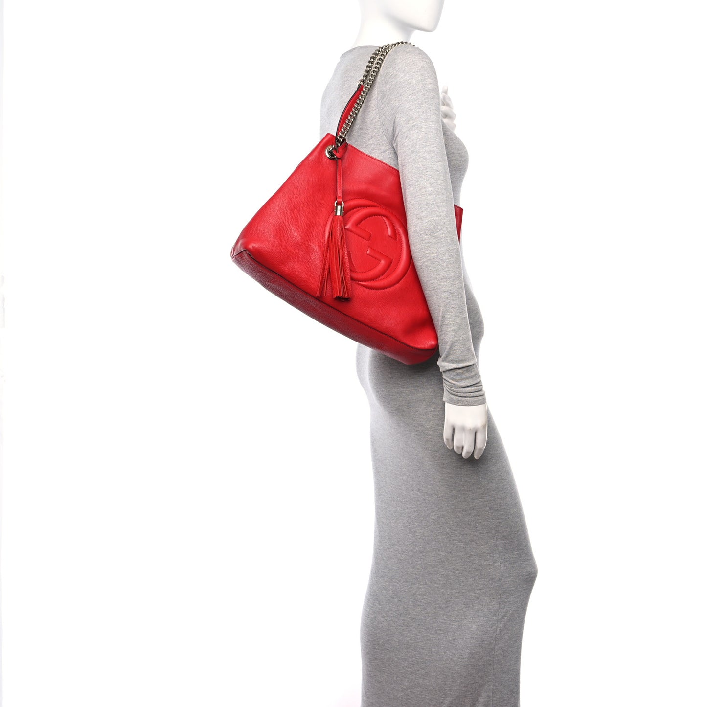 Cellarius Calfskin Medium Soho Chain Shoulder Bag Vibrant Red