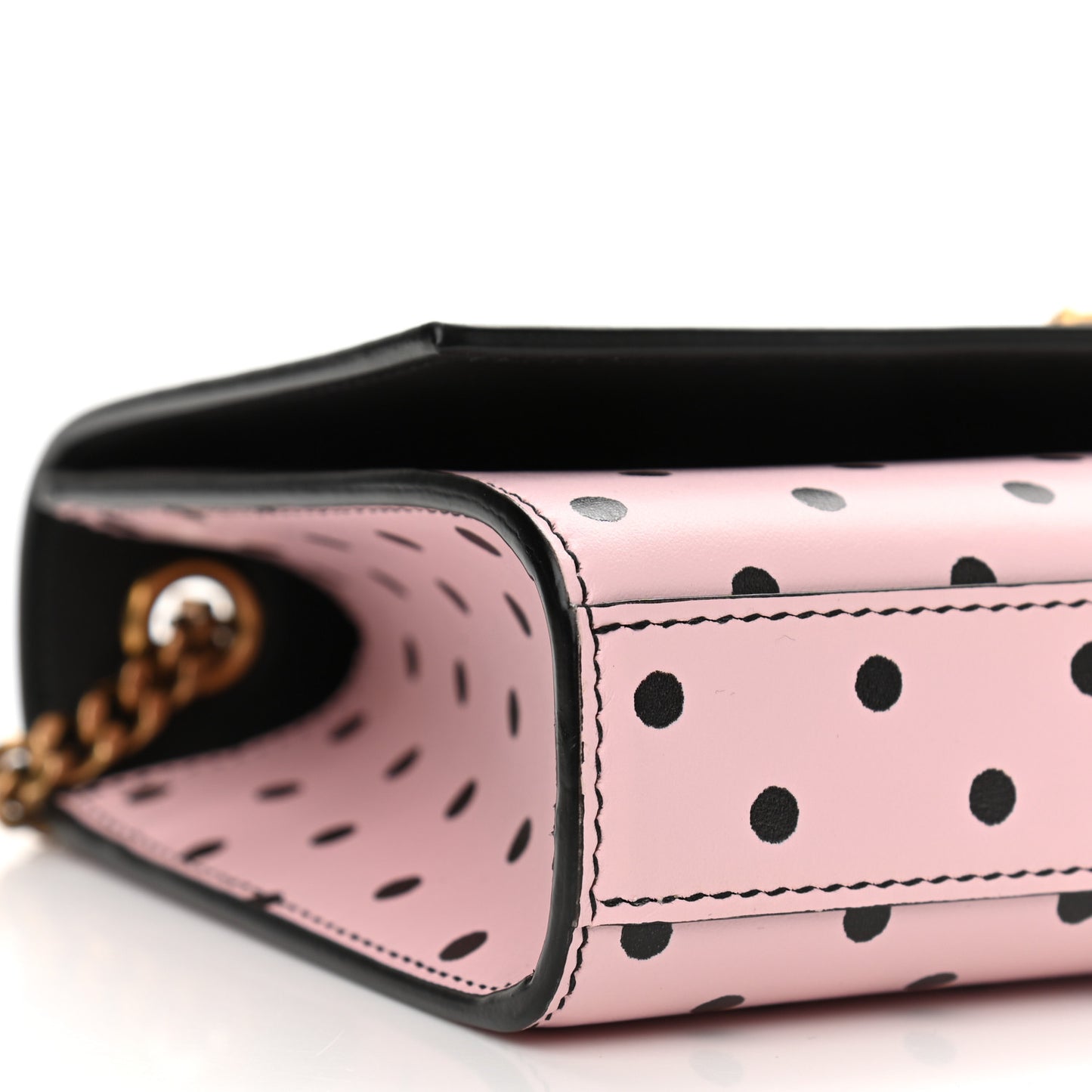Calfskin Polka Dot Small Monogram Kate Satchel Rose Black