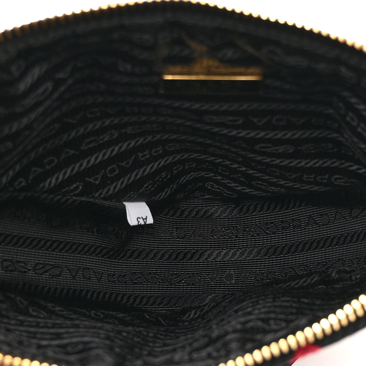 Prada Jacquard Calfskin Triangolo Symbole Embroidered Mini Triangle Double Bag Black Ciliegia 5 of 10
