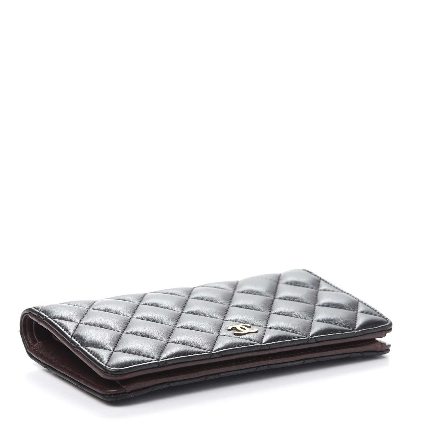 Lambskin Quilted Yen Wallet Black