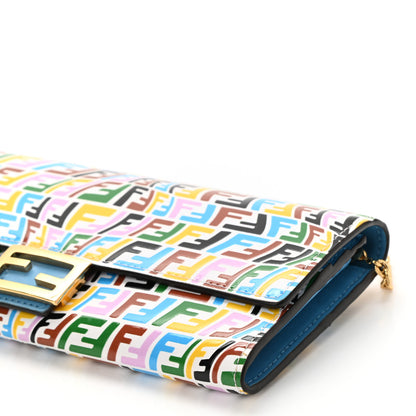 Fendi X SARAH COLEMAN Vitello Liberty Ceylon Micro FF Fish Eye Embossed Continental Envelope Wallet On Chain Multicolor Cyber Blue 10 of 10