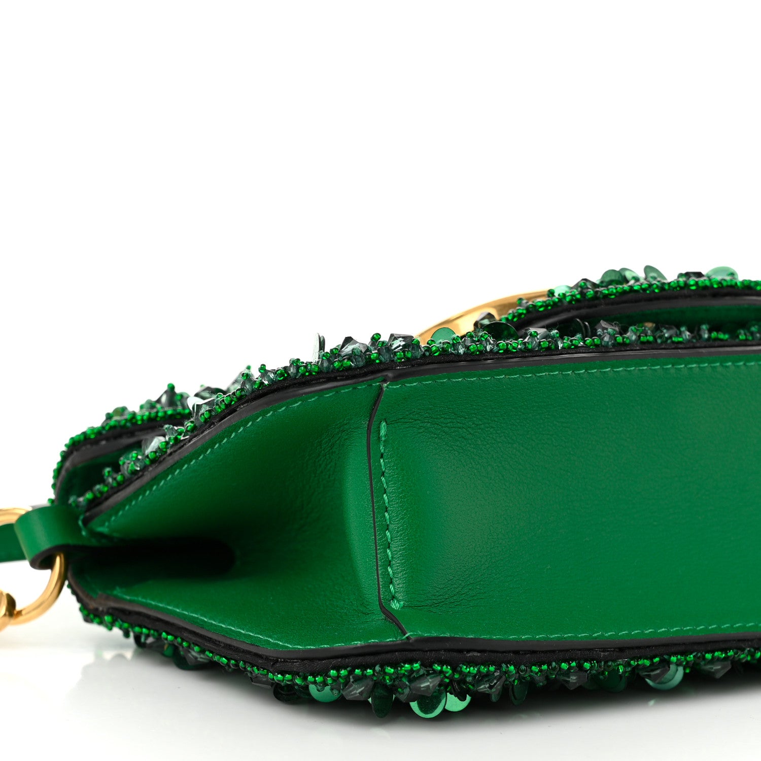 Valentino Garavani Sequin Crystal Vlogo Embroidered Small Loco Shoulder Bag Green 8 of 10