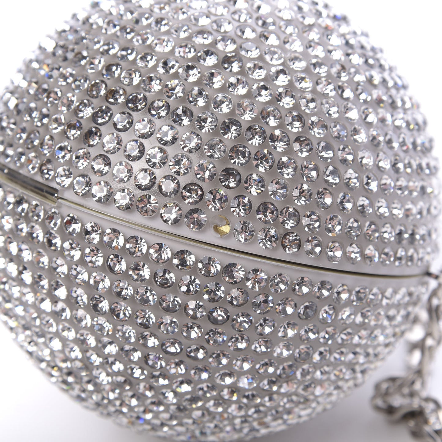Plexiglass Strass CC Round Minaudiere Clutch Silver