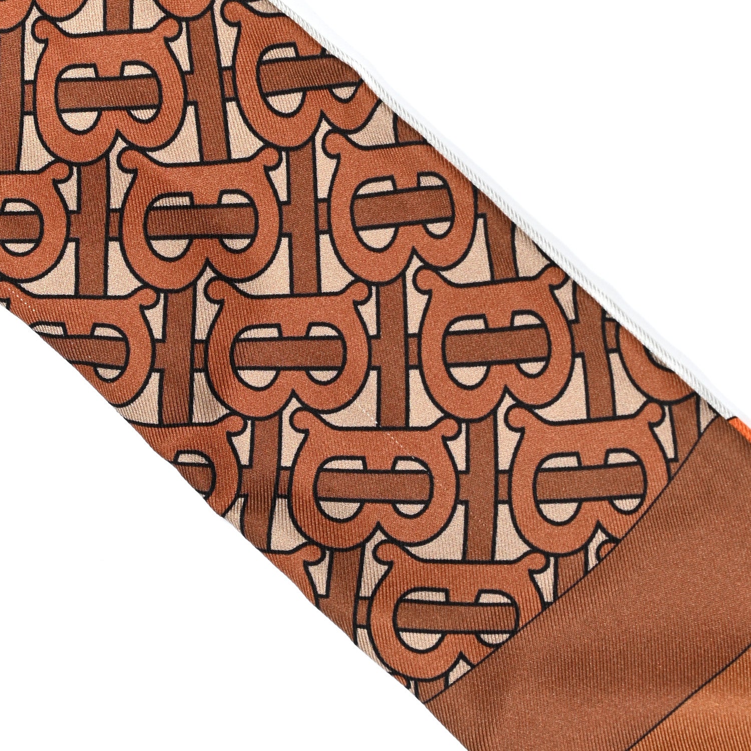 Burberry Silk Monogram Unicorn Print Skinny Scarf Brown Multicolor 6 of 7