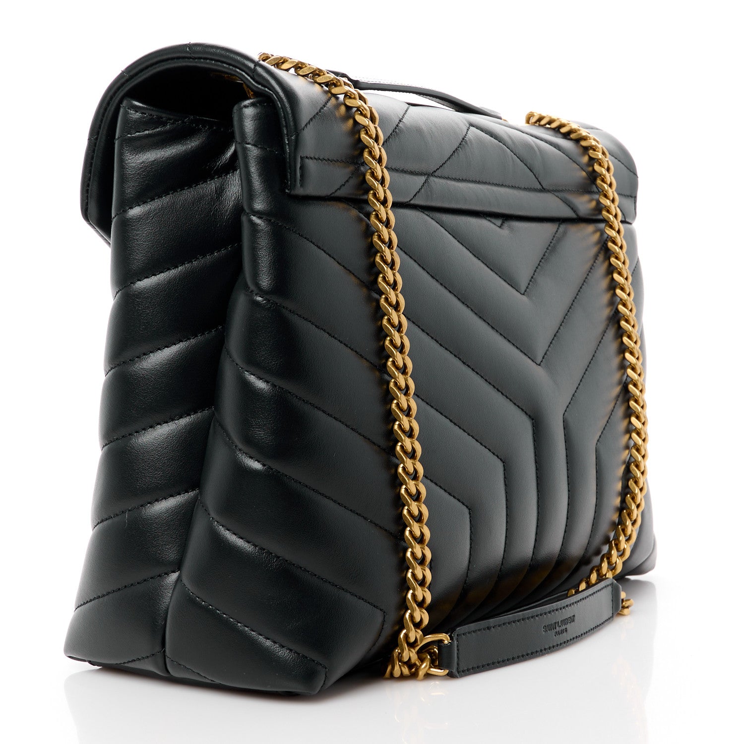 Saint Laurent Calfskin Y Quilted Monogram Medium Loulou Chain Satchel Black 3 of 11
