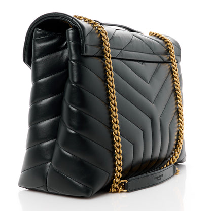 Saint Laurent Calfskin Y Quilted Monogram Medium Loulou Chain Satchel Black 3 of 11