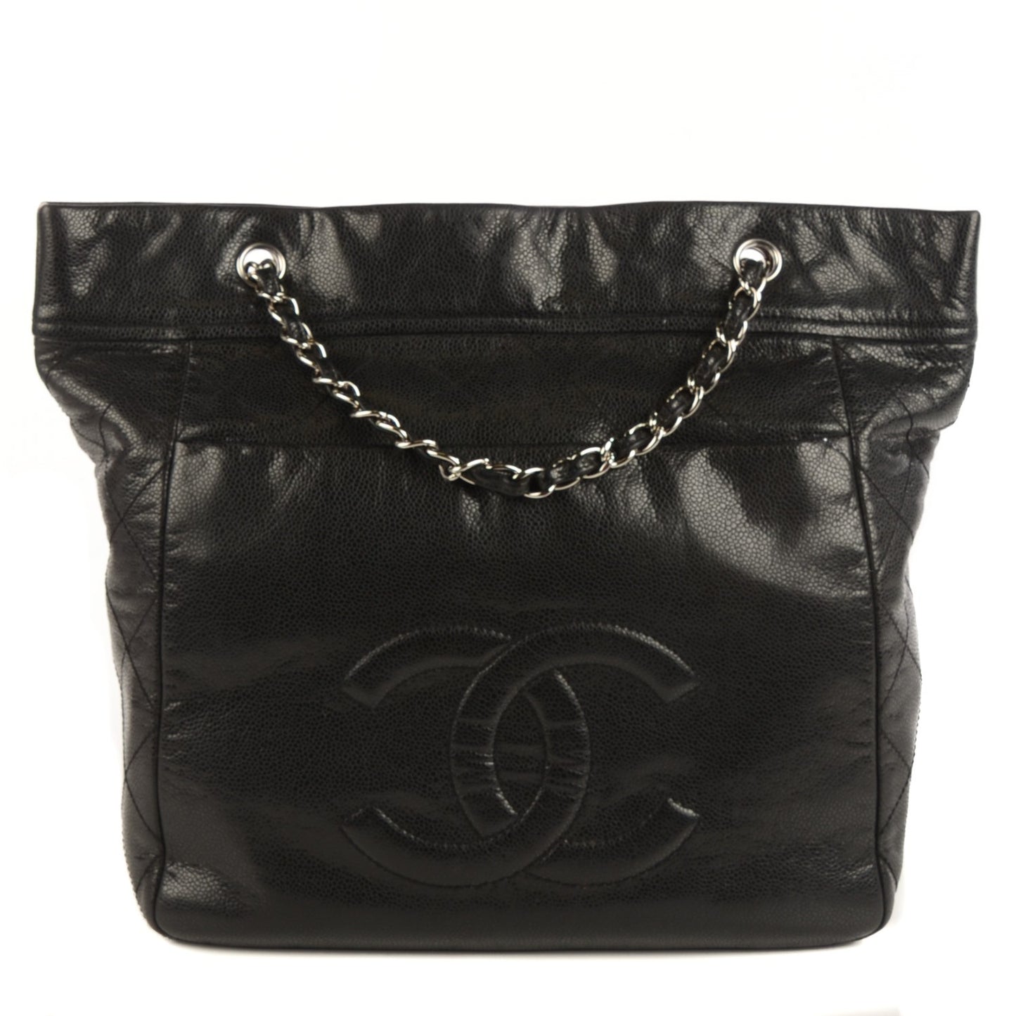 Soft Caviar Large Timeless CC Shoulder Bag Black