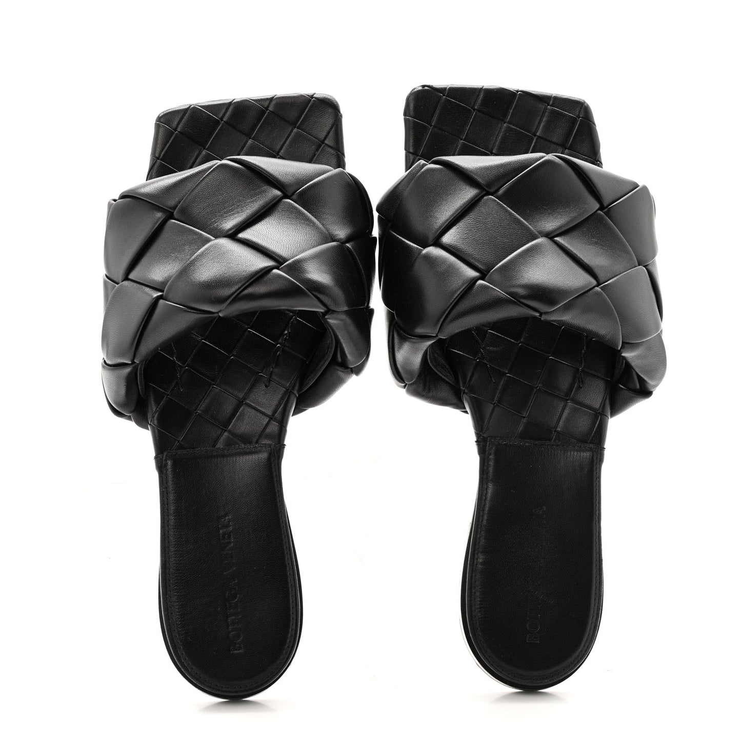 Nappa Maxi Intrecciato Lido Flat Sandals 38 Black