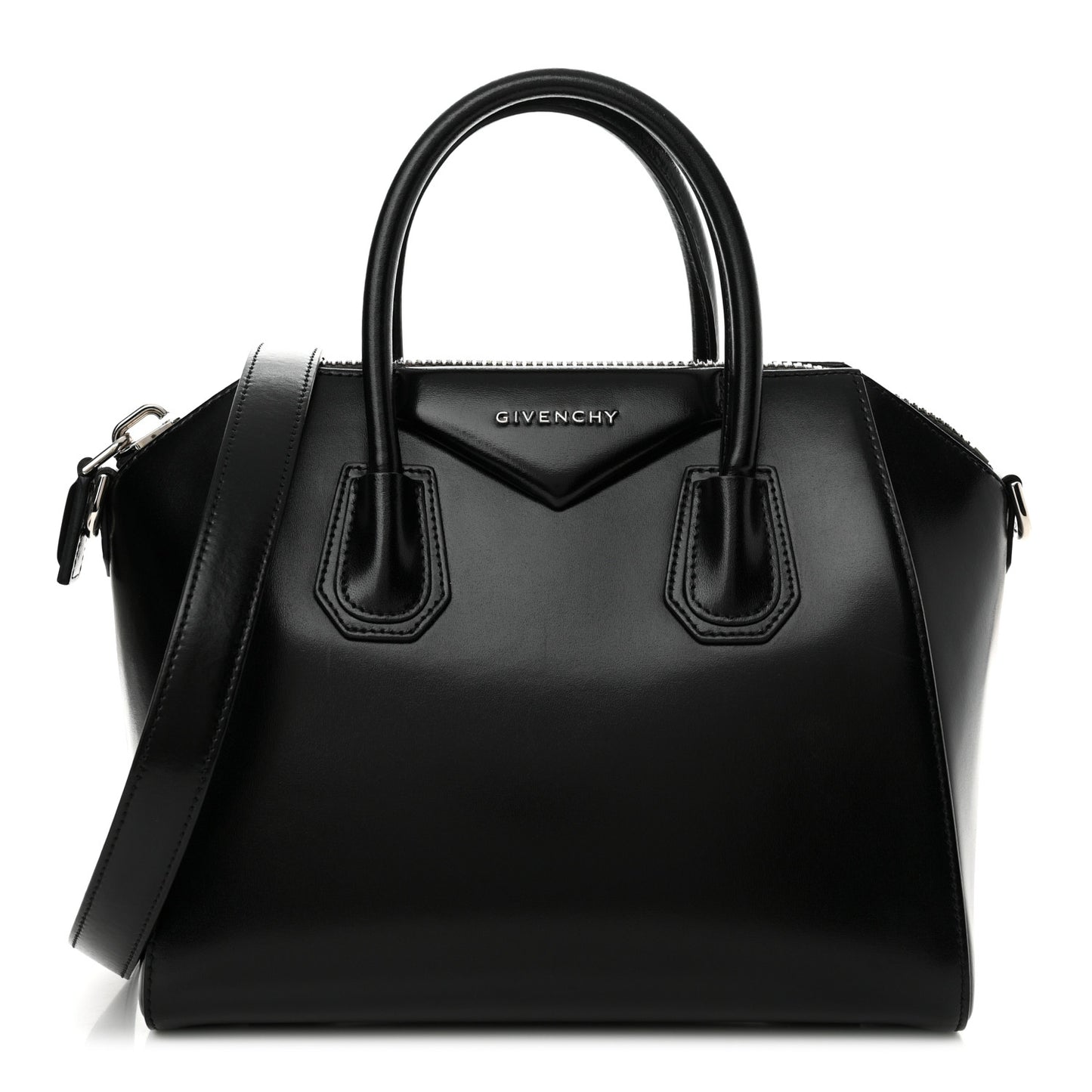 Shiny Lord Calfskin Small Antigona Black