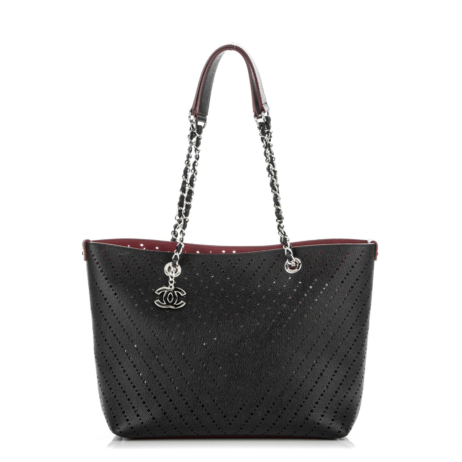 Chanel Perforated Grained Calfskin Large Shopping Tote Black 1 of 9