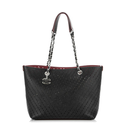 Chanel Perforated Grained Calfskin Large Shopping Tote Black 1 of 9