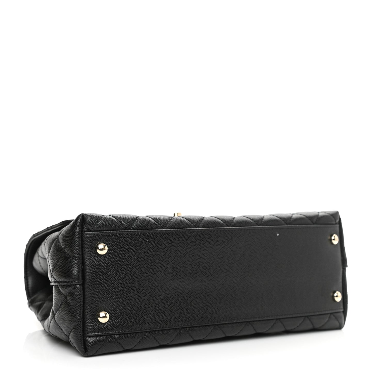 Caviar Lizard Embossed Quilted Small Coco Handle Flap Black