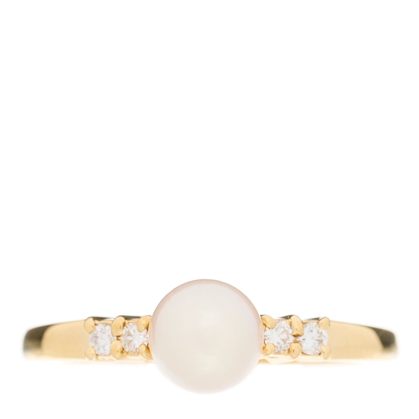 18K Yellow Gold Diamond Akoya Pearl 5.5-6mm Ring 51 5.75