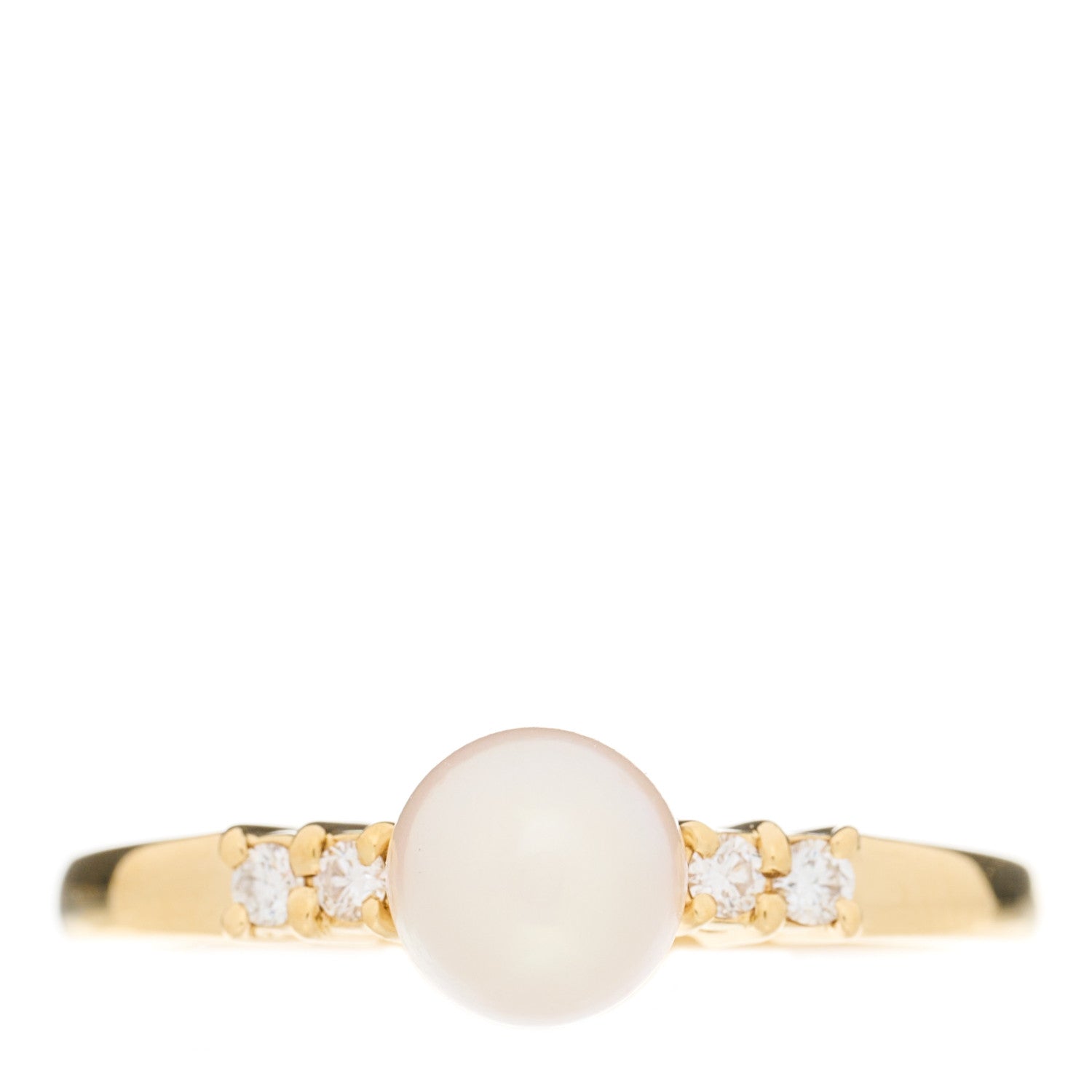Mikimoto 18K Yellow Gold Diamond Akoya Pearl 5.5-6mm Ring 51 5.75 1 of 4