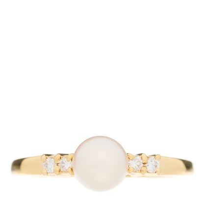 Mikimoto 18K Yellow Gold Diamond Akoya Pearl 5.5-6mm Ring 51 5.75 1 of 4