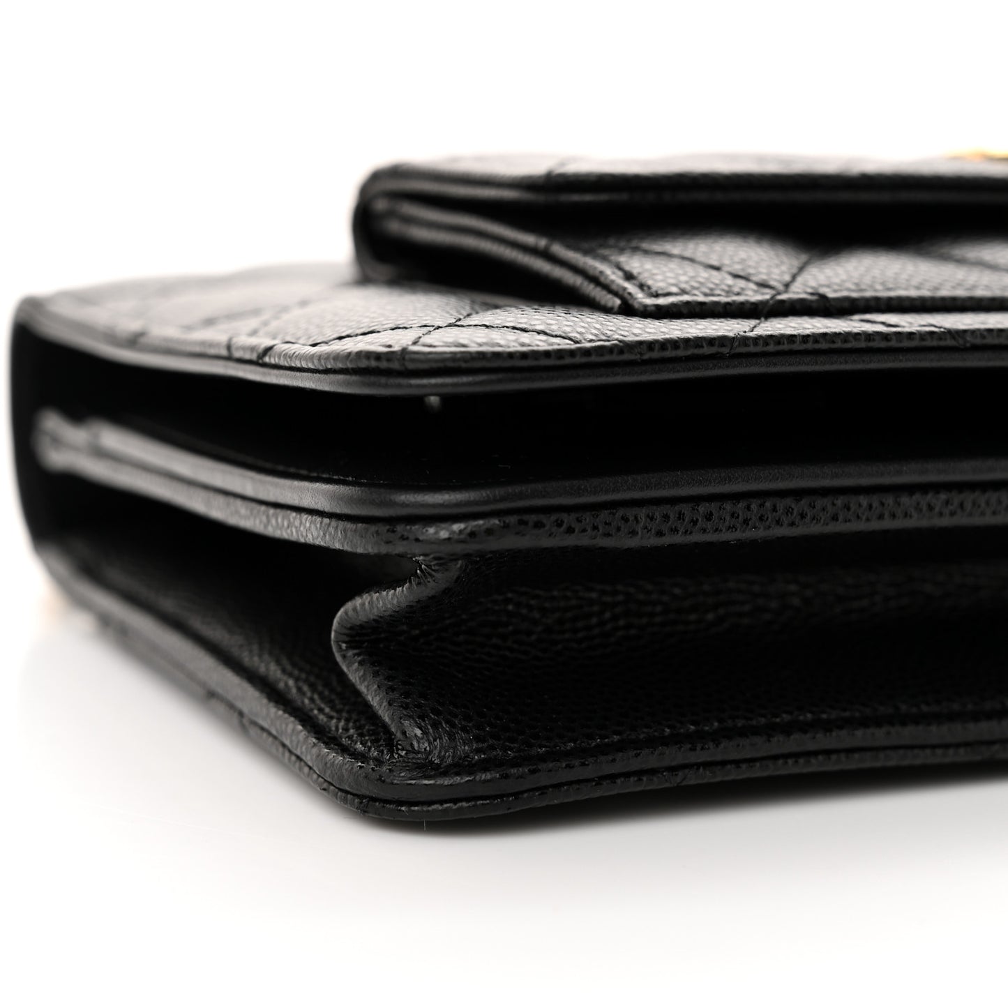 Caviar Quilted Pocket Clutch With Chain WOC Black