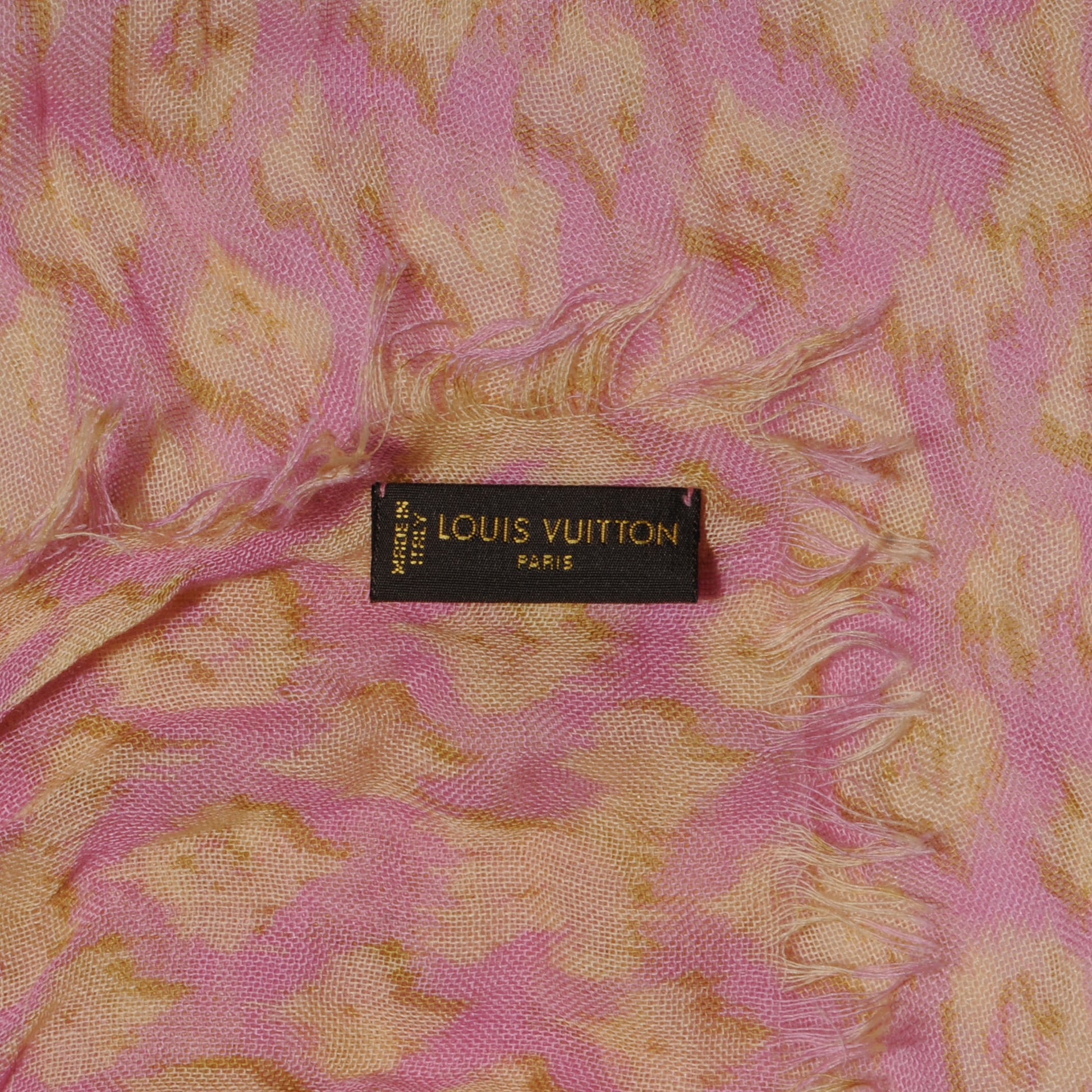 Louis Vuitton Cashmere Silk Monogram Ikat Stole Rose 6 of 7