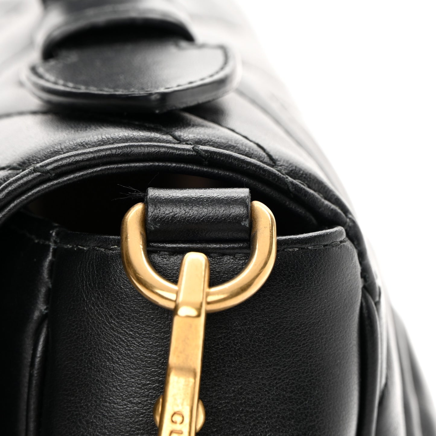 Calfskin Matelasse Small GG Marmont Top Handle Shoulder Bag Black