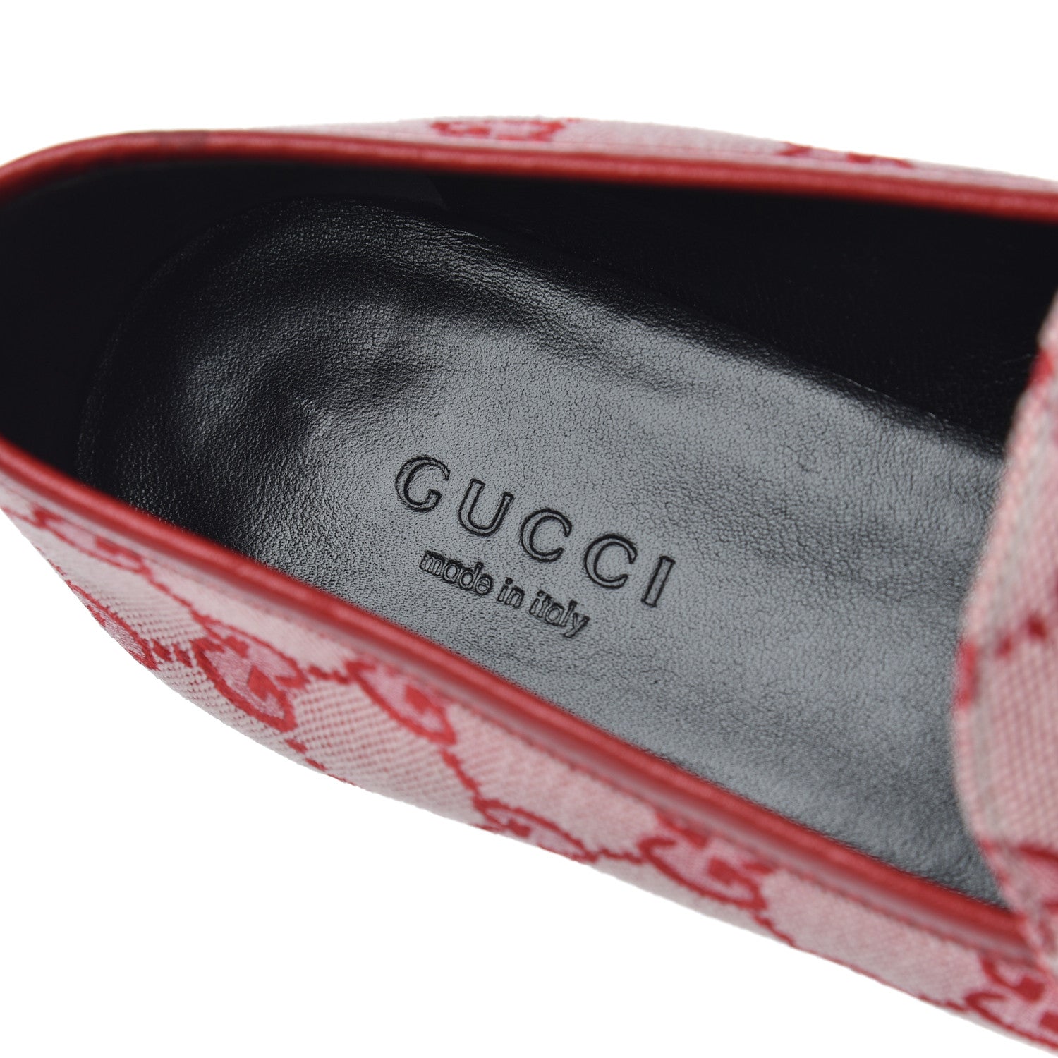 Gucci Canvas GG Monogram Horsebit Womens Jordaan Loafers 36.5 Gardenia Hibiscus Red 6 of 15