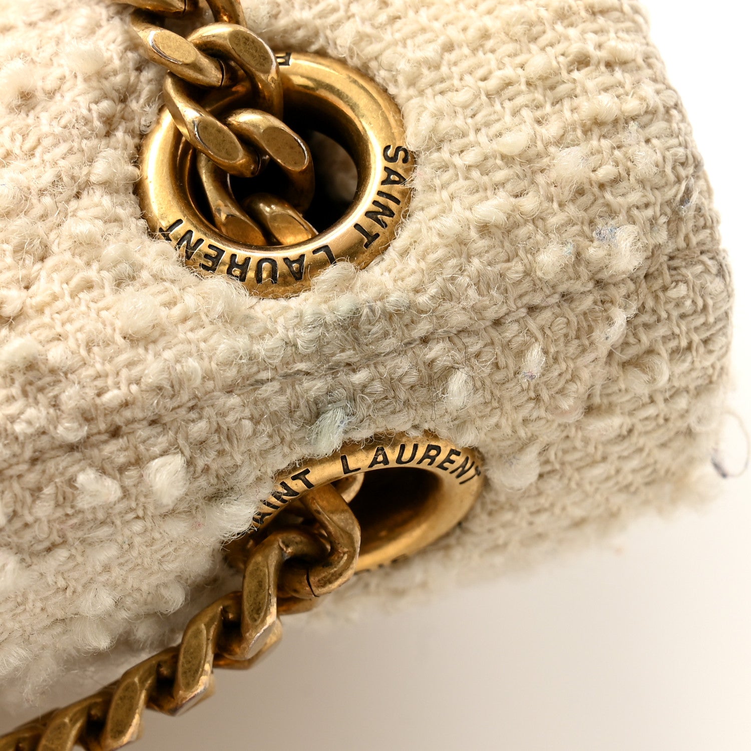 Saint Laurent Boucle Tweed Patchwork Monogram Medium Jamie Baguette Craie 13 of 13
