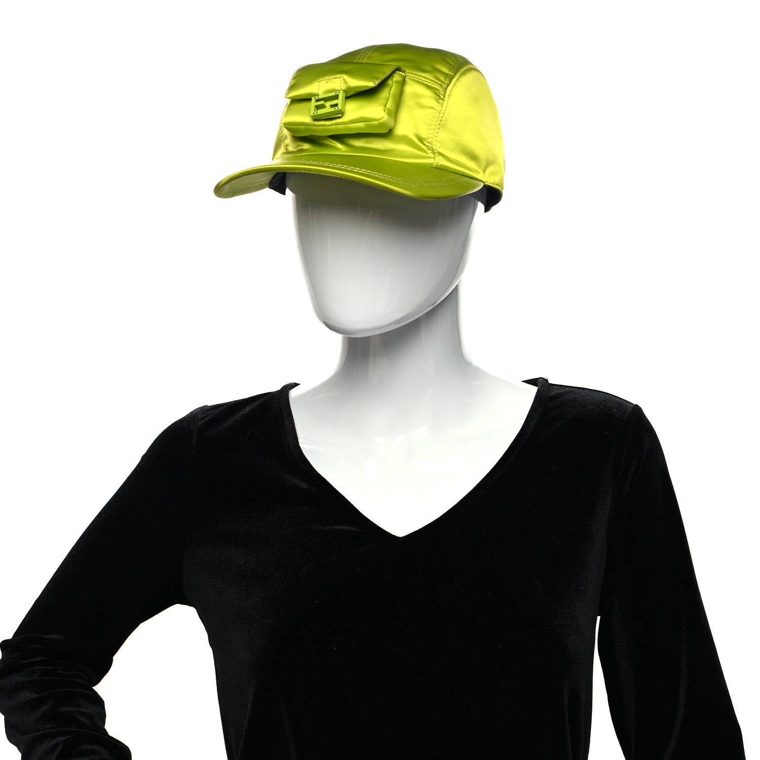 Fendi Nylon Cotton Baguette Pocket Baseball Hat Wasabi 2 of 9
