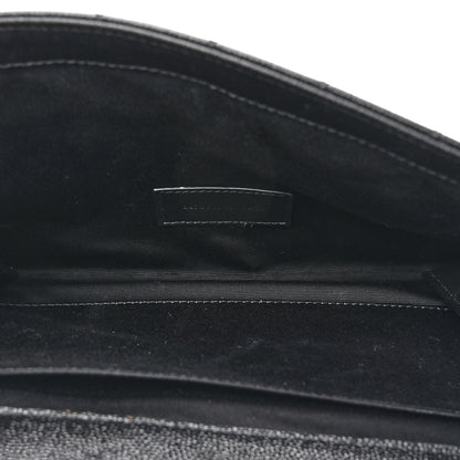 Saint Laurent Grain De Poudre Textured Mixed Matelasse Triquilt Monogram Clutch Black 5 of 10