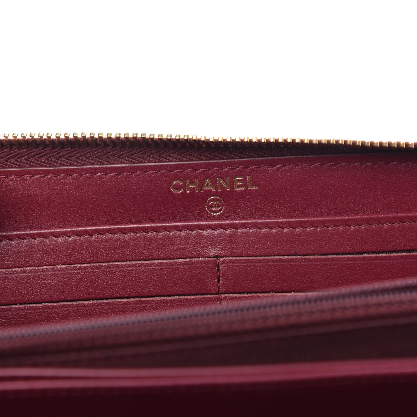Lambskin Studded Quilted Zip Around Wallet Burgundy