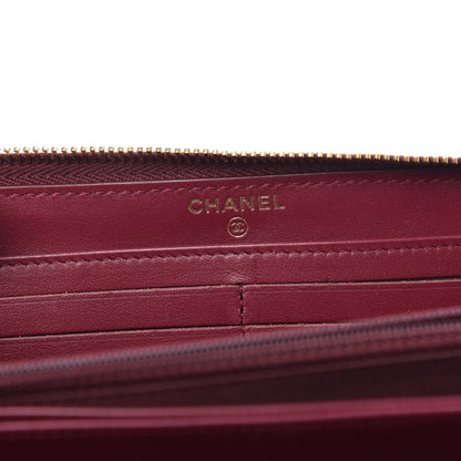 Chanel Lambskin Studded Quilted Zip Around Wallet Burgundy 6 of 13
